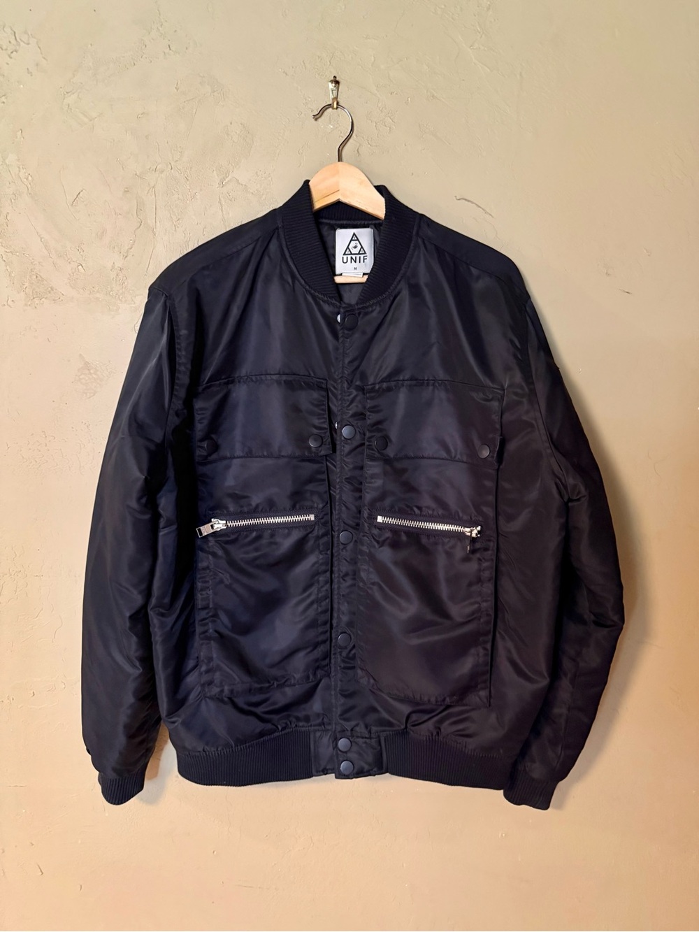 UNIF Black Bomber Jacket Size Medium